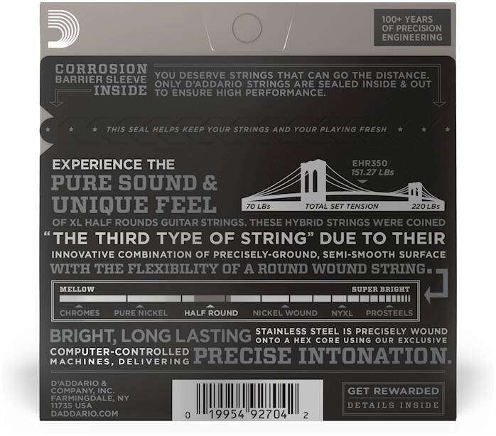 D'ADDARIO EHR350 струны для электрогитара, Jazz Light, 12-52 — изображение 4