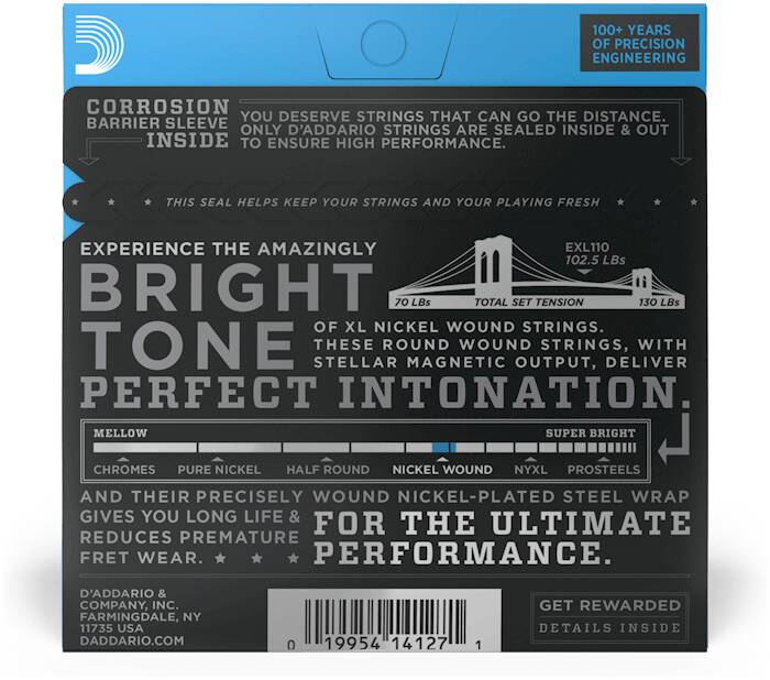 D'ADDARIO EXL110 струны для электрогитары, Regular Light, 10-46 — изображение 3