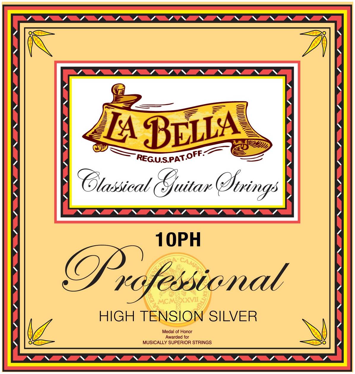 LA BELLA 10PH - струны белый нейлон, обмотка серебро, 39,8 кг