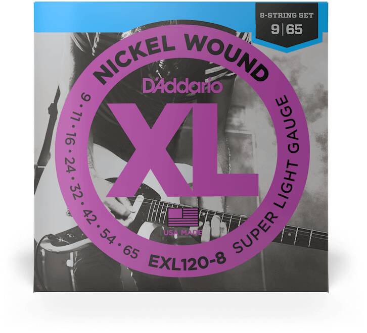 D'ADDARIO EXL120-8 струны для 8-ми стр. электрогитара Super Light, 9-65 — изображение 2