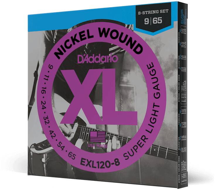 D'ADDARIO EXL120-8 струны для 8-ми стр. электрогитара Super Light, 9-65