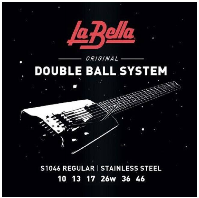 LA BELLA S1046 - струны для безголовой электрогитары (010-046), сталь, Double Ball-ends
