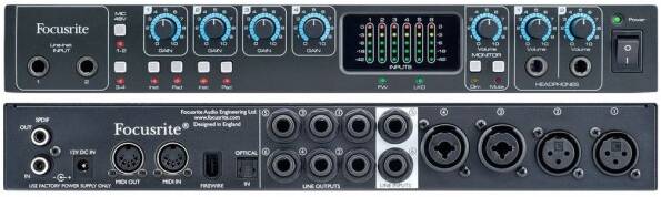 FOCUSRITE Saffire PRO 26 Firewire - аудио интерфейс. Максимальное качество записи - 96 кГц, 24 бита.