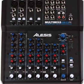 ALESIS MultiMix 8USBFX компактный 8-канальный микшер с микрофонными, линейными и гитарными входами,