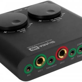 AXELVOX SkyMIA HD - Внешняя звуковая карта USB 2х2, 24-bit / 48 kHz, аналог 2х2, 2x Mic (1/4" TRS)
