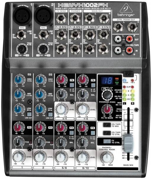 BEHRINGER 1002FX микшер 2 моновхода, 4 стереовхода, 1 AUX-шина 24-bit процессор