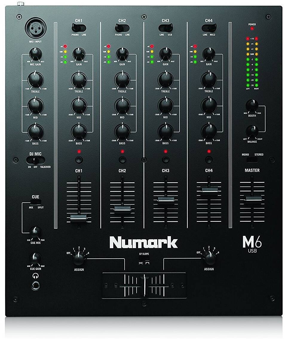 NUMARK M6USB 4-канальный компактный настольный микшер входы: 2 микр, 2 phono, 4 линейных