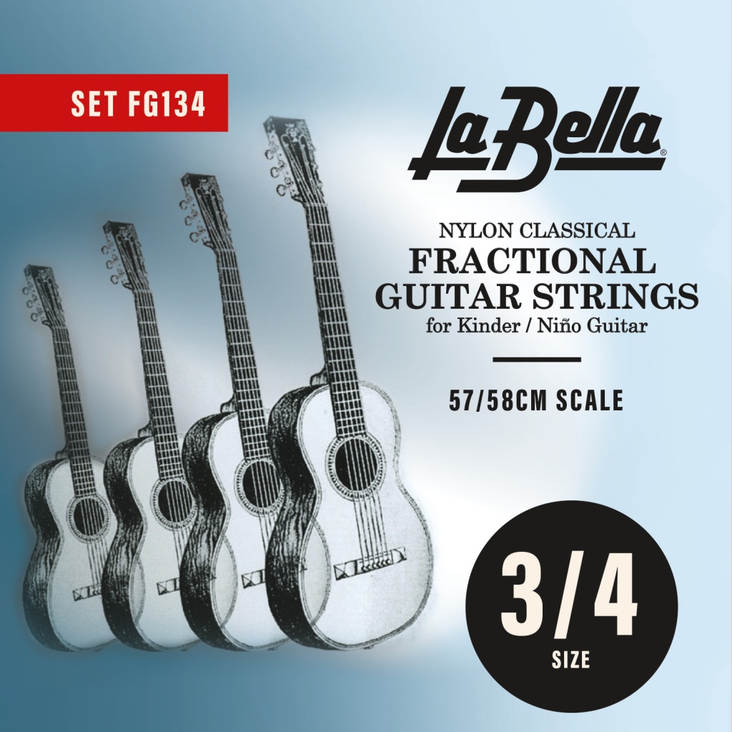 FG134 Комплект струн для классической гитары размером 3/4, посеребренные, La Bella